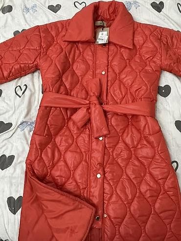 Айымдардын кийими: Стеганое женское пальто/куртка с поясом - Цвет: ярко-оранжевый (по — 2