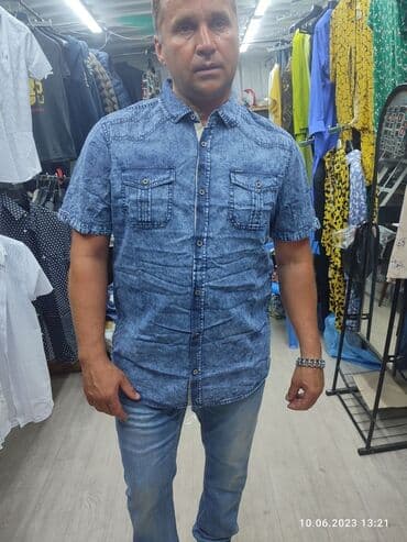 брендовые мужские спортивные костюмы из турции: Рубашка мужская брендовая Буффало, ткань тонкая джинса хб размер — 4