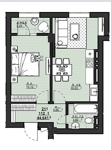 house: 1 комната, 45 м², Элитка, 13 этаж, Готовая ПСО (под самоотделку) — 4