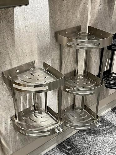 bed: Угловая двухъярусная полка для ванной комнаты. - Тип: настенная — 2