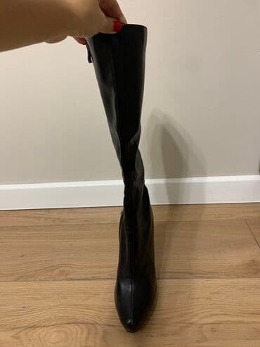 обувь для дома: Кожаные сапоги деми 39 размер, высота: ниже колена — 4