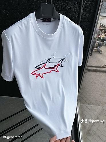 Носки и белье: Белая мужская футболка Paul & Shark, размер L. - Классический — 2