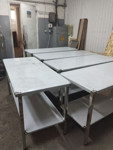 Посуда и кухонный инвентарь: Столы нержавейка 150х60 толщина листа 0.9 мм столешница полка ножки — 4