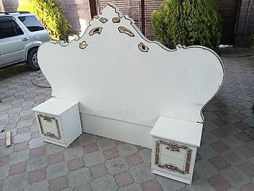 зеркало большие: Спальная кровать с матрасом + 2 тумбы + трюмо с зеркалом. БУ — 3