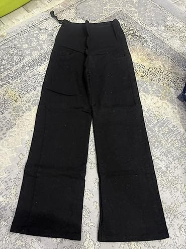 штаны для беременных: Черные прямые брюки/джинсы с высокой посадкой для беременных - Цвет — 1