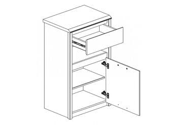 офисные мебели: Тумба традиционная 1Д 1Я Бьерк, Ольха Полярная/Оникс, Анрэкс — 2