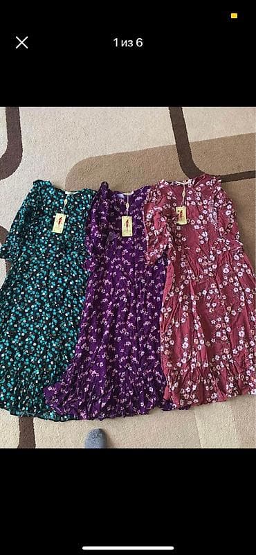 Повседневное платье, Made in KG, Лето, Средняя модель, Штапель, Трапеция, 2XL