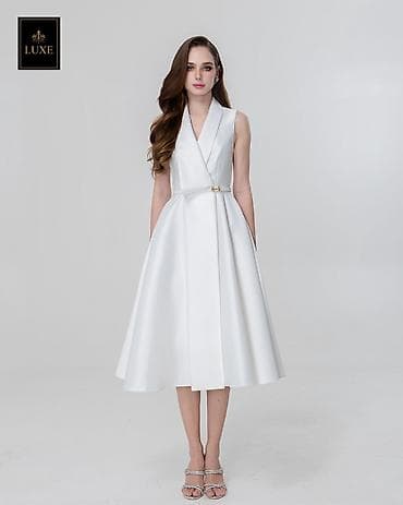 платье на запах: Вечернее платье (платье надето на 1 вечер) - Элегантное белое платье — 5