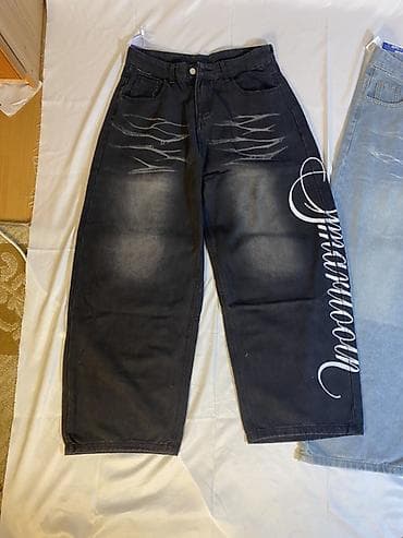 Женская одежда: Джинсы, Прямые, Средняя талия, Вареные, M, L, XL — 2