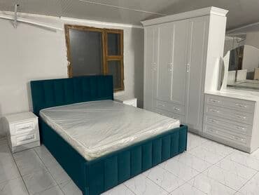 Спальный гарнитур, Новый, Двуспальная кровать, Шкаф, Италия, МДФ, Бесплатная доставка, цвет - Зеленый