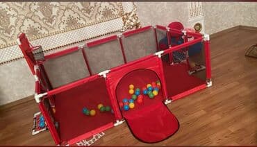 сухой бассейн с шариками недорого: Красный манеж с сетчатыми стенками и входом-туннелем, заполненным — 1