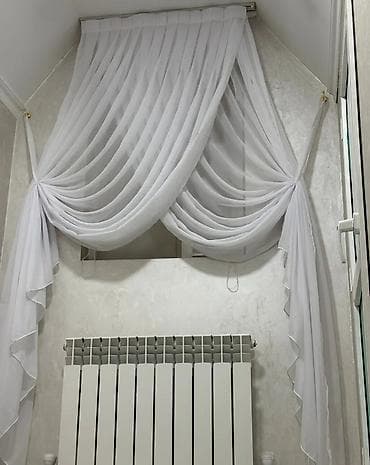 Воздушные гардины из белого полупрозрачного тюля - Материал: легкий