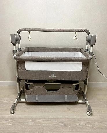 small table: Детская приставная кроватка, С колесиками, цвет - Серый — 4