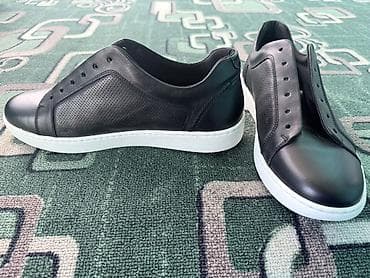 кийим: Мужские кеды без шнурков (под шнурок), черные - Материал верха — 4