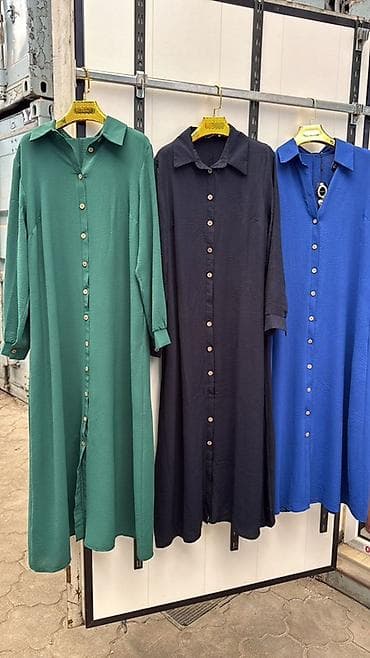 Повседневное платье, Лето, Длинная модель, Платье-рубашка, Все размеры