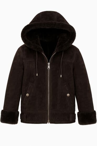 Детская дублёнка с капюшоном, тёплая, из натуральной овчины (мех at lalafo.kg Детская дублёнка с капюшоном, тёплая, из натуральной овчины (мех