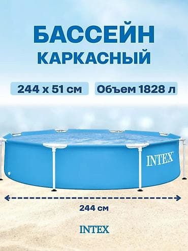 Бассейн Intex Metal Frame для дачи и двора - Размер: 244 × 51 см - — 6