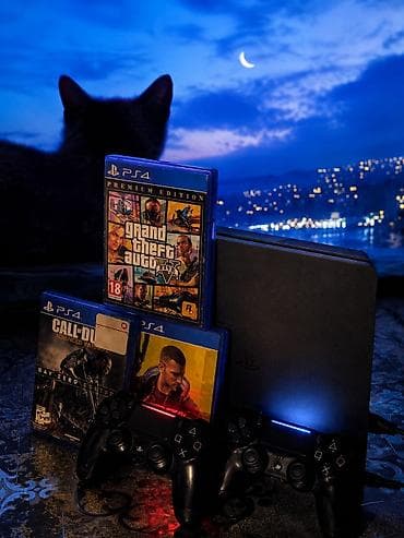 Видеоигры: PS4 Slim 1TB + 2 геймпада + игры PS4 в хорошем состоянии, работает — 1