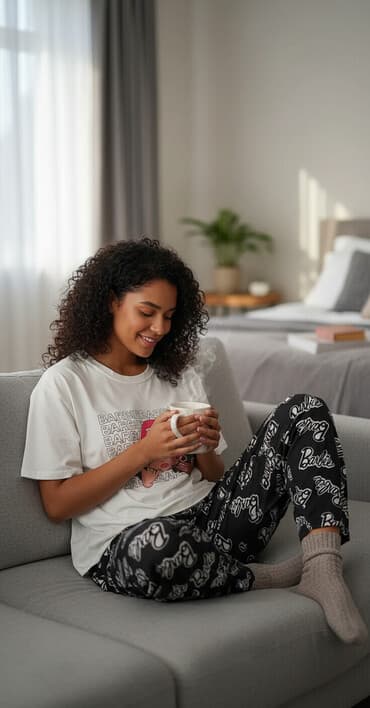 Спецодежда: Новая женская пижама: 👚 Верх: • Белая свободная футболка с коротким — 1