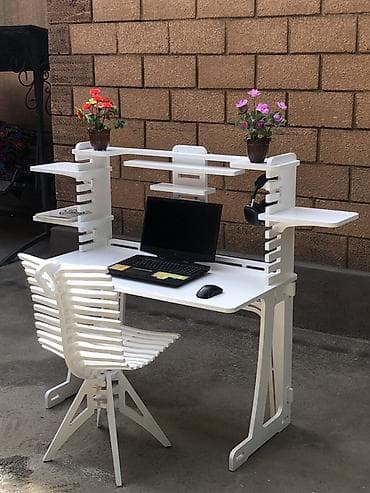 детский компьютерный стул, кресло: Комплект офисной мебели, Полка, цвет - Белый — 3