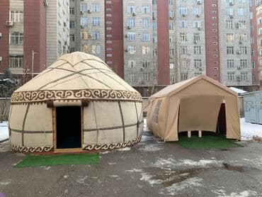 палатка туристическая: Боз үйлөрдү ижаралоо, Каркасы Жыгач, 100 баштан көп, Казан, Идиш-аяк, Полу менен — 10