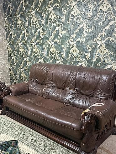 кресло кожаное офисное: Комплект мягкой мебели, цвет - Коричневый — 3