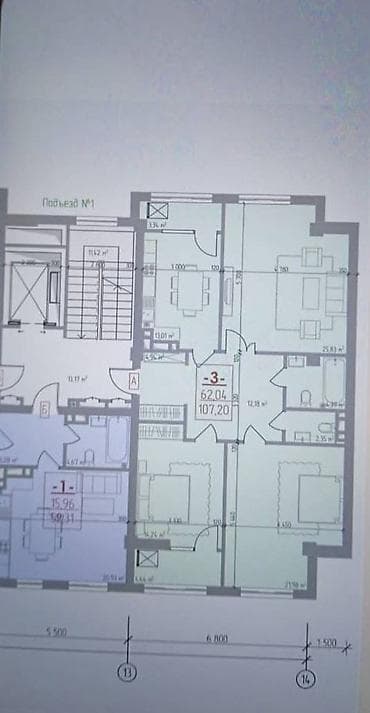 3 комнаты, 107 м², Элитка, 3 этаж, ПСО (под самоотделку)