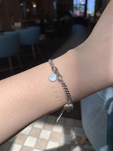 Жеке буюмдар: Серебристый браслет-цепочка с подвесками - Материал: Серебро 925 - — 3