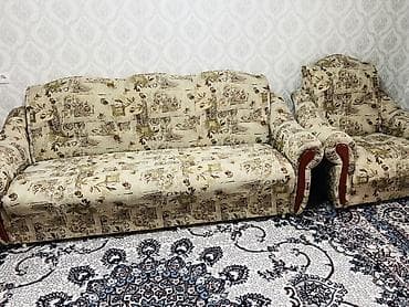 комтер: Комплект мягкой мебели, Б/у, Самовывоз, цвет - Бежевый — 2