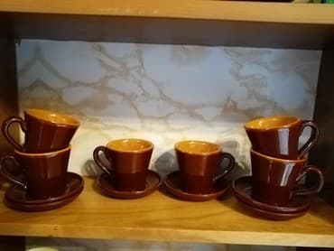 деревянные посуда: Кофейный сервиз. Можно использовать как чайный. в идеальном — 2