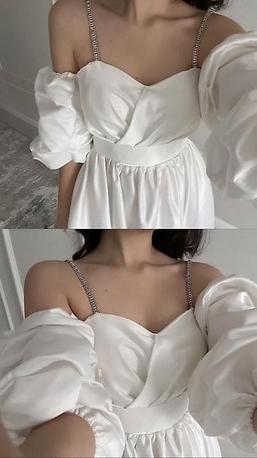 платье корсет: Вечернее платье, А-силуэт, Короткая модель, Полиэстер, С рукавами, Корсет, Стразы, Стандарт — 3