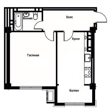 1 комната, 53 м², Элитка, 8 этаж, Готовая ПСО (под самоотделку)