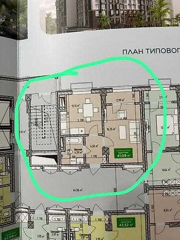 черновая: 1 комната, 41 м², Элитка, 7 этаж, Готовая ПСО (под самоотделку) — 3