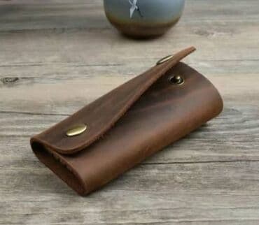 барсетка мужская кожаная ручной работы: Ключница, Новый, Унисекс — 3