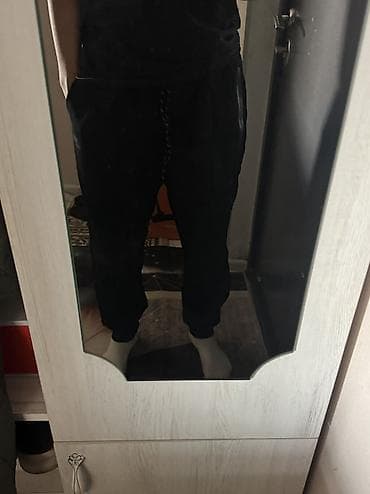 джог: Черные широкие штаны найс флис Спортивные штаны Nike, цвет черный — 2