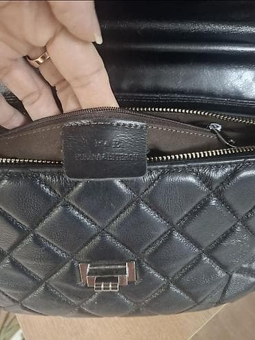 Классические сумки: Сумка женская из натуральной кожи, стеганая - Цвет: черный - — 3