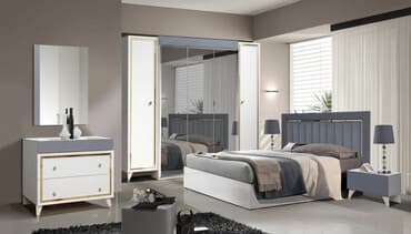 кровать: Спальный гарнитур, Двуспальная кровать, цвет - Серый — 1