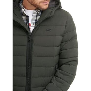 tech fleese: Levi's®. Стеганая ветрозащитная куртка-бомбер с капюшоном — 4