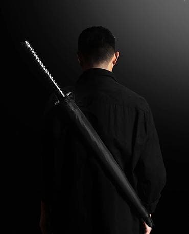Зонты: Зонт-трость “катана”, черный - Оригинальный дизайн рукояти в стиле — 2