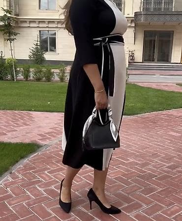 Юбки: Повседневное платье, Турция, Осень-весна, Трикотаж, Прямое, XL — 3