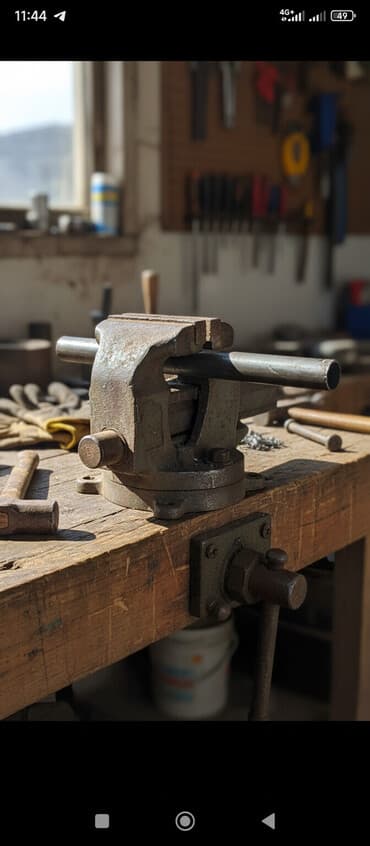 тиска: Тиски слесарные массивные, чугунные/стальные, с поворотным основанием — 1