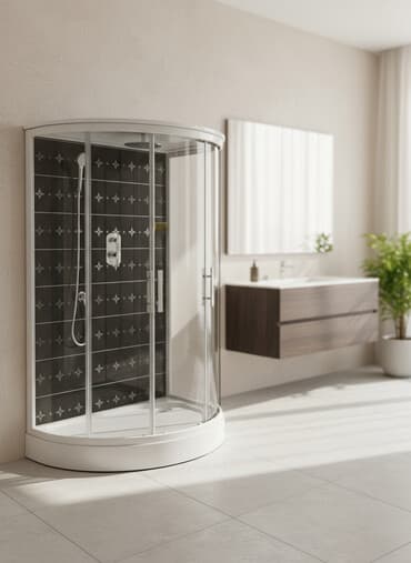 Душевая кабина Круглая, Размер: 90 x 90 см, Высота поддона: 215 см,Покрытие: Прозрачный