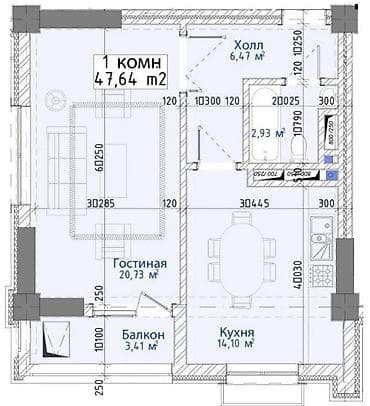 erl group: 1 комната, 53 м², Элитка, 5 этаж, Готовая ПСО (под самоотделку) — 7