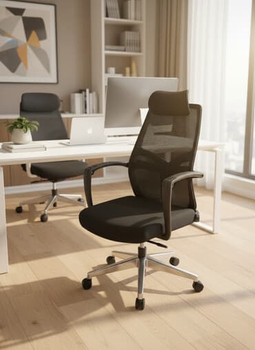 спинка для офисного кресла: Офис креслолор, Дөңгөлөктүү, түсү - Кара — 1