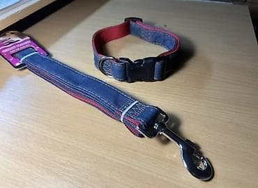 ошейник с грузом: Ошейник + поводок комплект под джинсу для крупных собак. Ширина 3 см — 1