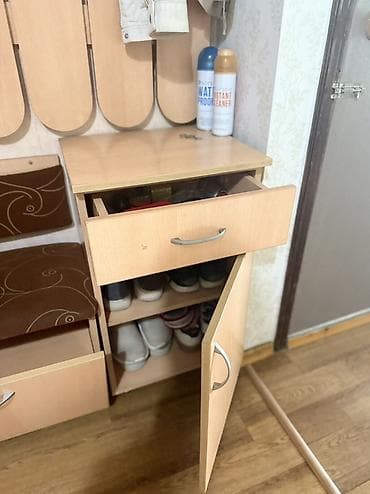 Гарнитуры для зала: Гарнитур для прихожей, Б/у, Вешалка, ДСП, Самовывоз, цвет - Бежевый — 3