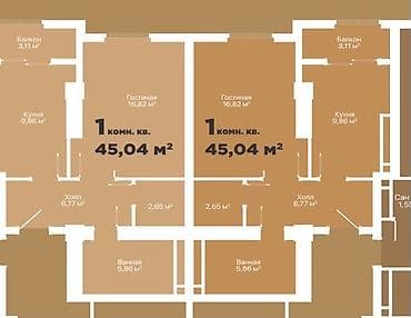 калыс ордо 1: 1 бөлмө, 44 м², Бишкек Парк СБ Элитка, 18 кабат, ПСО (өз алдынча бүтүрүү) — 4