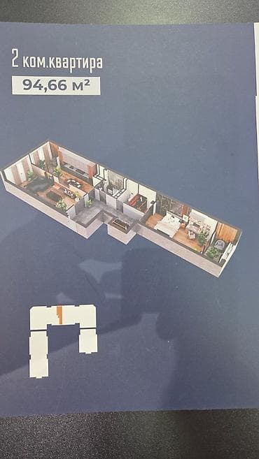 Квартиры: 2 комнаты, 94 м², Элитка, 9 этаж, ПСО (под самоотделку) — 3