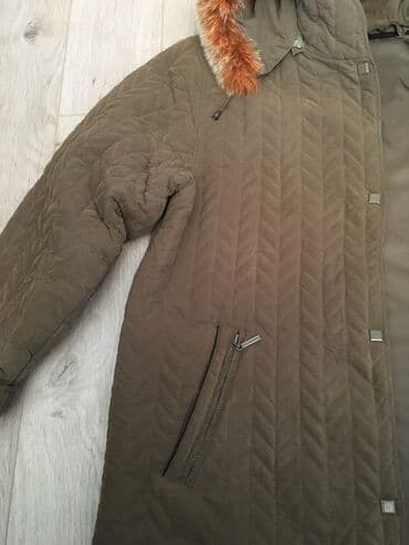 button куртка двухсторонняя: Пуховик, По колено, Корея, Стеганый, С мехом, С капюшоном, 2XL — 6