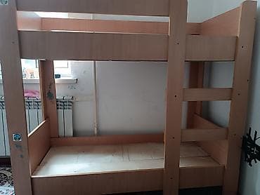 Унаа түрүндөгү керебеттер: Балдар үчүн эки ярустуу, Колдонулган, ЛДСП, түсү - Күрөң — 1